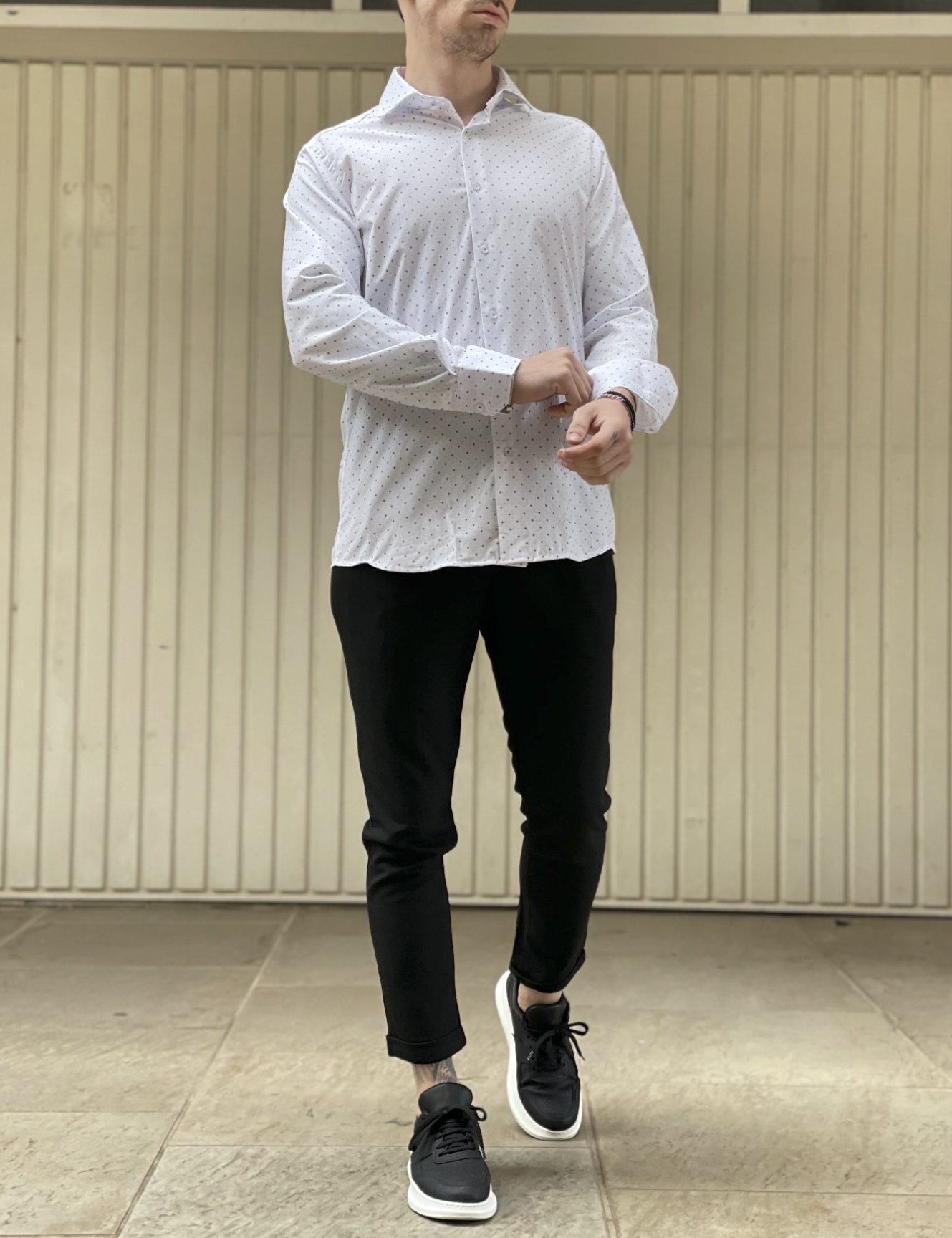 Ανδρικό λευκό πουκάμισο με μικρό σχέδιο Modern Fit 301512 φωτογραφία